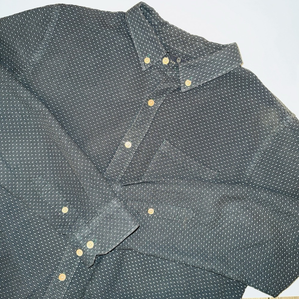 United By Blue Mens Large Long Sleeve Button Down Shirt 100% Organic Cotton Dot